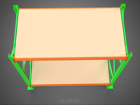 FRAME RACK SHELF WOOD WAREHOUSE METAL MODULAR SHELVING STORAGE 3D मॉडल