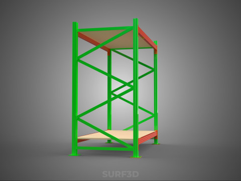 FRAME RACK SHELF WOOD WAREHOUSE METAL MODULAR SHELVING STORAGE 3D मॉडल