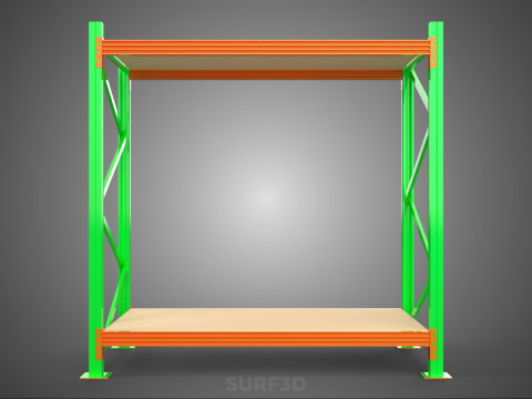 FRAME RACK SHELF WOOD WAREHOUSE METAL MODULAR SHELVING STORAGE 3D मॉडल