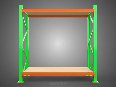 FRAME RACK SHELF WOOD WAREHOUSE METAL MODULAR SHELVING STORAGE 3D Model