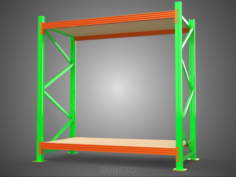 FRAME RACK SHELF WOOD WAREHOUSE METAL MODULAR SHELVING STORAGE 3D मॉडल