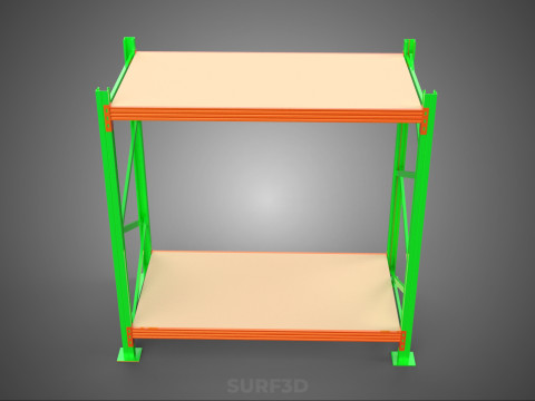 FRAME RACK SHELF WOOD WAREHOUSE METAL MODULAR SHELVING STORAGE 3D मॉडल