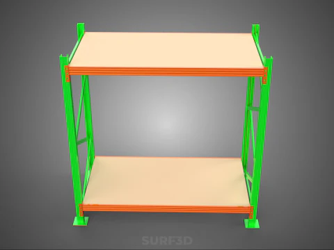 FRAME RACK SHELF WOOD WAREHOUSE METAL MODULAR SHELVING STORAGE 3D Model