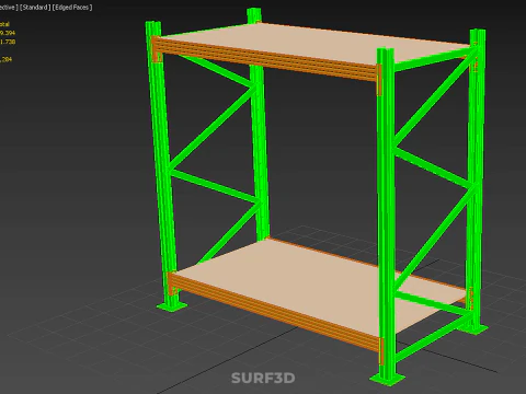 FRAME RACK SHELF WOOD WAREHOUSE METAL MODULAR SHELVING STORAGE 3D Model