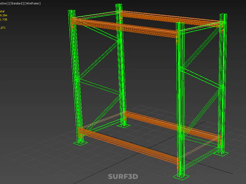 FRAME RACK SHELF WOOD WAREHOUSE METAL MODULAR SHELVING STORAGE 3D Model