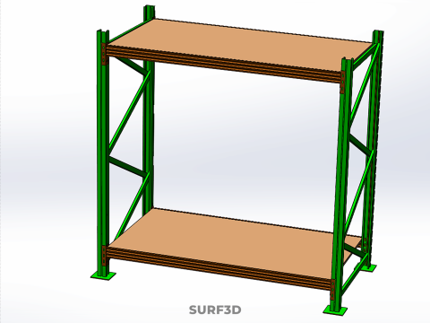 FRAME RACK SHELF WOOD WAREHOUSE METAL MODULAR SHELVING STORAGE 3D मॉडल