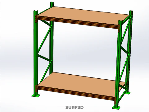 FRAME RACK SHELF WOOD WAREHOUSE METAL MODULAR SHELVING STORAGE 3D Model