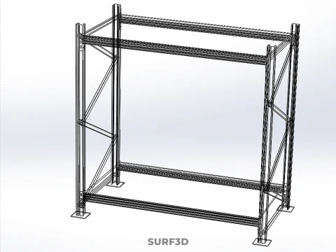FRAME RACK SHELF WOOD WAREHOUSE METAL MODULAR SHELVING STORAGE 3D Model