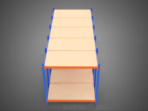 FRAME HORIZONTAL WOOD METAL WAREHOUSE SHELVING STORAGE RACK TRAY 3D Model