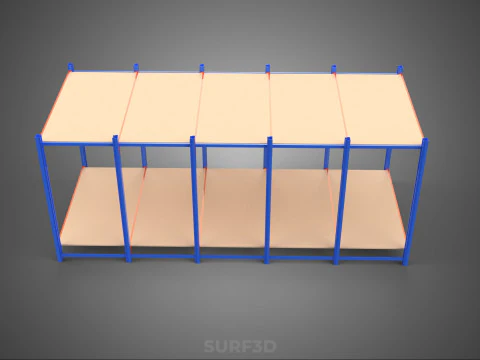 FRAME HORIZONTAL WOOD METAL WAREHOUSE SHELVING STORAGE RACK TRAY 3D Model