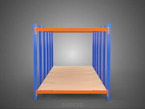 FRAME HORIZONTAL WOOD METAL WAREHOUSE SHELVING STORAGE RACK TRAY 3D Model