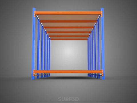 FRAME HORIZONTAL WOOD METAL WAREHOUSE SHELVING STORAGE RACK TRAY 3D Model