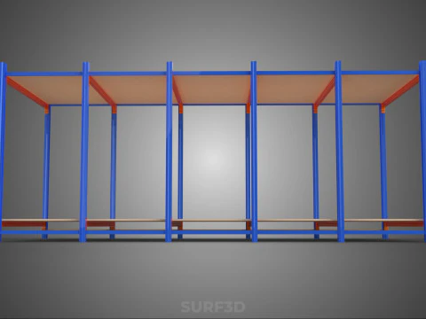 FRAME HORIZONTAL WOOD METAL WAREHOUSE SHELVING STORAGE RACK TRAY 3D Model