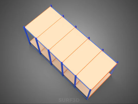 FRAME HORIZONTAL WOOD METAL WAREHOUSE SHELVING STORAGE RACK TRAY 3D Model
