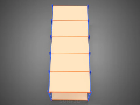 FRAME HORIZONTAL WOOD METAL WAREHOUSE SHELVING STORAGE RACK TRAY 3D Model