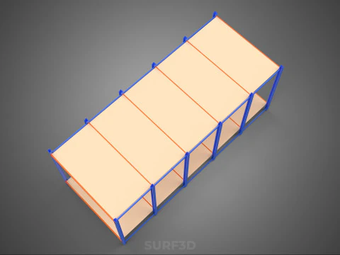 FRAME HORIZONTAL WOOD METAL WAREHOUSE SHELVING STORAGE RACK TRAY 3D Model