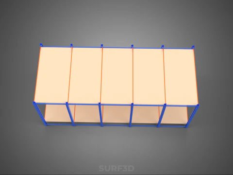 FRAME HORIZONTAL WOOD METAL WAREHOUSE SHELVING STORAGE RACK TRAY 3D Model
