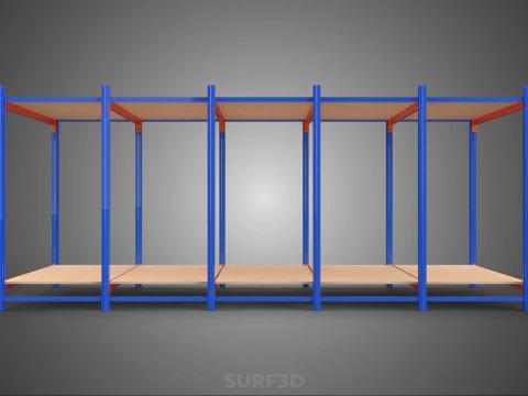 FRAME HORIZONTAL WOOD METAL WAREHOUSE SHELVING STORAGE RACK TRAY 3D Model
