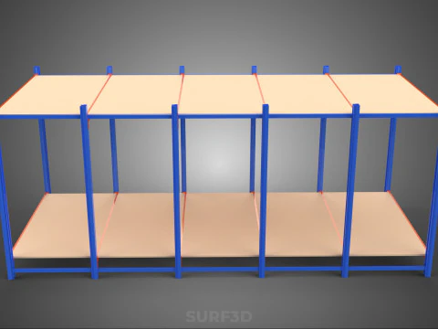 FRAME HORIZONTAL WOOD METAL WAREHOUSE SHELVING STORAGE RACK TRAY 3D Model