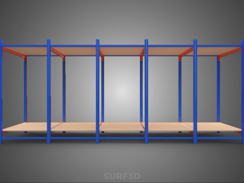 FRAME HORIZONTAL WOOD METAL WAREHOUSE SHELVING STORAGE RACK TRAY 3D Model