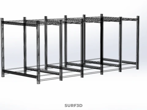 FRAME HORIZONTAL WOOD METAL WAREHOUSE SHELVING STORAGE RACK TRAY 3D Model