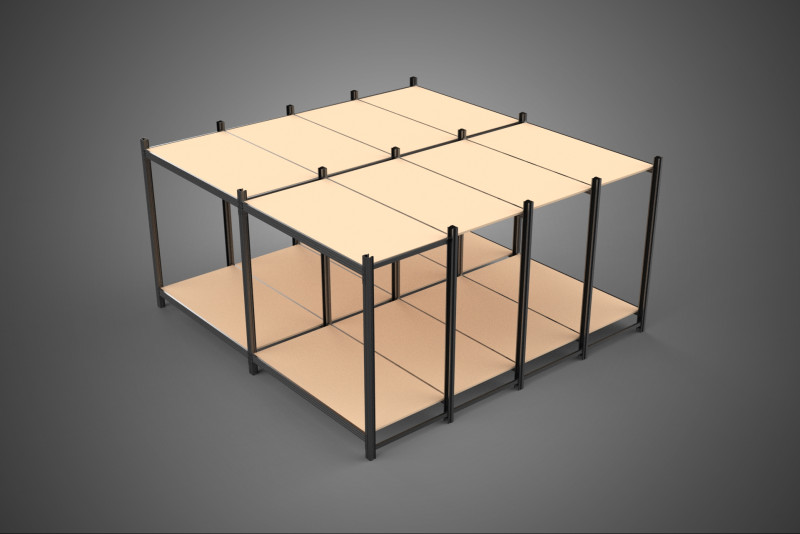 MODÜLER EKRAN ÇERÇEVE DEPO RAF DEPOLAMA RAF AHŞAP METAL 3D Model .c4d .max .obj .3ds .fbx .stl .blend 