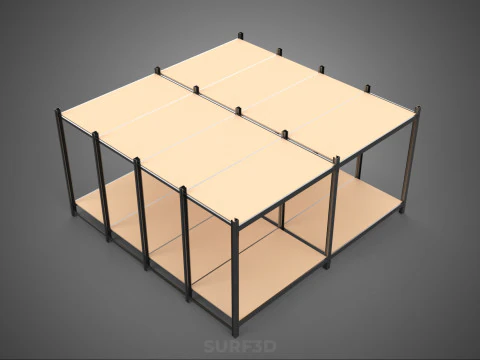 MODULAR DISPLAY FRAME WAREHOUSE SHELVING STORAGE RACK WOOD METAL 3D Model