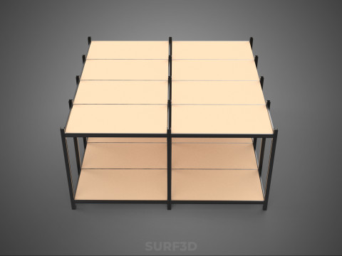 MODÜLER EKRAN ÇERÇEVE DEPO RAF DEPOLAMA RAF AHŞAP METAL 3D Model