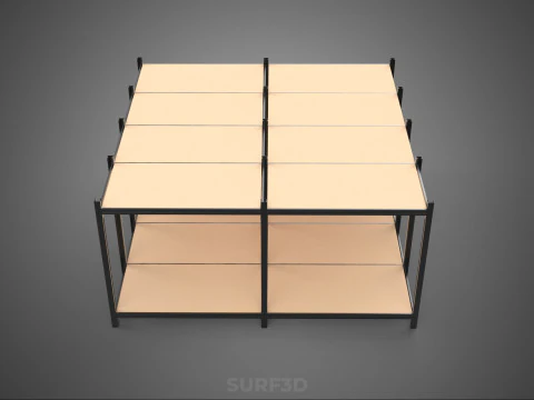 MODULAR DISPLAY FRAME WAREHOUSE SHELVING STORAGE RACK WOOD METAL 3D Model