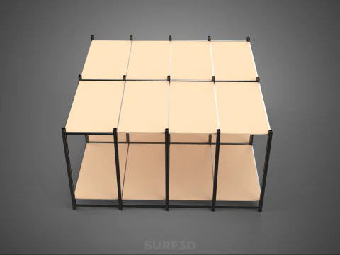 MODULAR DISPLAY FRAME WAREHOUSE SHELVING STORAGE RACK WOOD METAL 3D Model