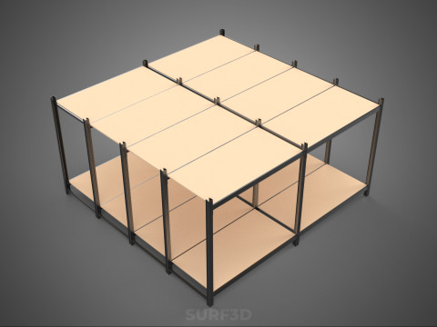 MODÜLER EKRAN ÇERÇEVE DEPO RAF DEPOLAMA RAF AHŞAP METAL 3D Model