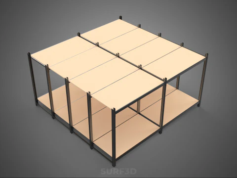 MODULAR DISPLAY FRAME WAREHOUSE SHELVING STORAGE RACK WOOD METAL 3D Model