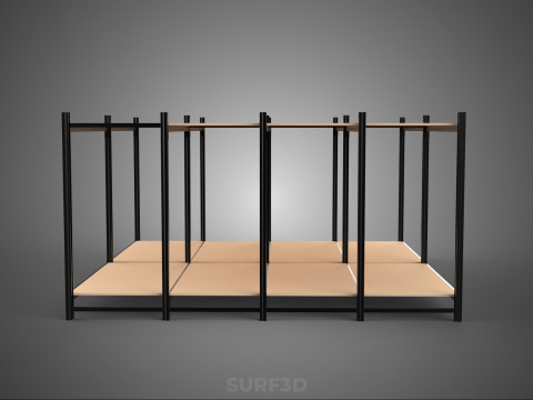 MODÜLER EKRAN ÇERÇEVE DEPO RAF DEPOLAMA RAF AHŞAP METAL 3D Model