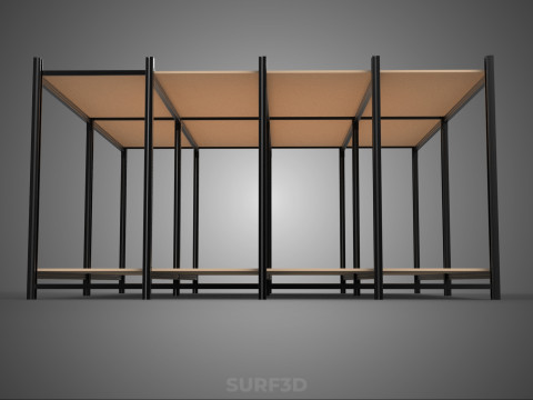 MODÜLER EKRAN ÇERÇEVE DEPO RAF DEPOLAMA RAF AHŞAP METAL 3D Model