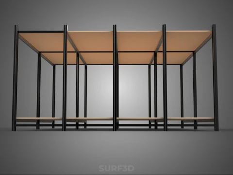 MODULAR DISPLAY FRAME WAREHOUSE SHELVING STORAGE RACK WOOD METAL 3D Model