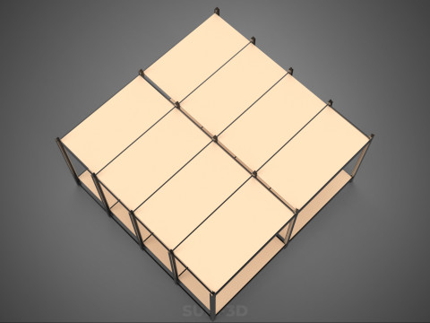 MODÜLER EKRAN ÇERÇEVE DEPO RAF DEPOLAMA RAF AHŞAP METAL 3D Model