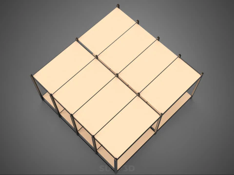 MODULAR DISPLAY FRAME WAREHOUSE SHELVING STORAGE RACK WOOD METAL 3D Model