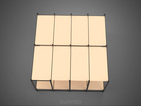 MODULAR DISPLAY FRAME WAREHOUSE SHELVING STORAGE RACK WOOD METAL 3D Model