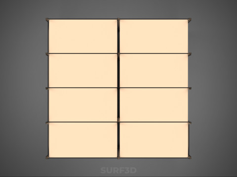 MODÜLER EKRAN ÇERÇEVE DEPO RAF DEPOLAMA RAF AHŞAP METAL 3D Model