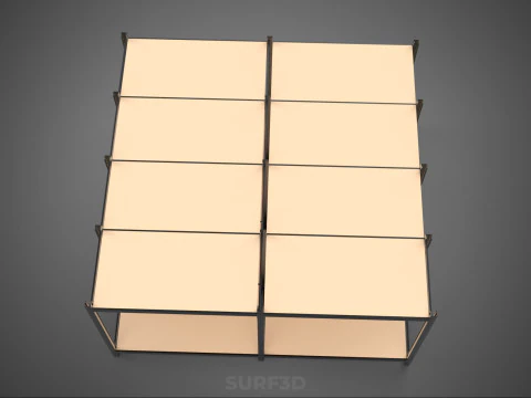 MODULAR DISPLAY FRAME WAREHOUSE SHELVING STORAGE RACK WOOD METAL 3D Model
