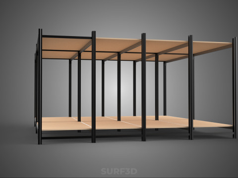 MODÜLER EKRAN ÇERÇEVE DEPO RAF DEPOLAMA RAF AHŞAP METAL 3D Model