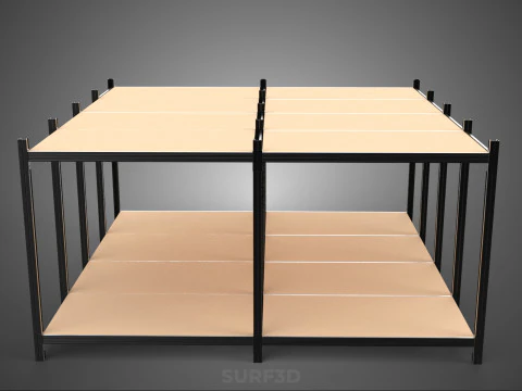 MODULAR DISPLAY FRAME WAREHOUSE SHELVING STORAGE RACK WOOD METAL 3D Model