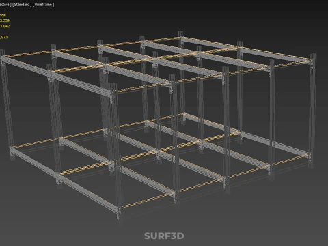 MODULAR DISPLAY FRAME WAREHOUSE SHELVING STORAGE RACK WOOD METAL 3D Model