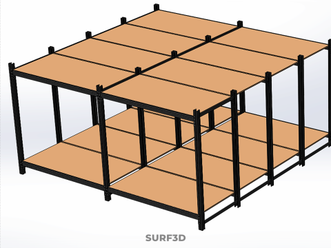 MODÜLER EKRAN ÇERÇEVE DEPO RAF DEPOLAMA RAF AHŞAP METAL 3D Model