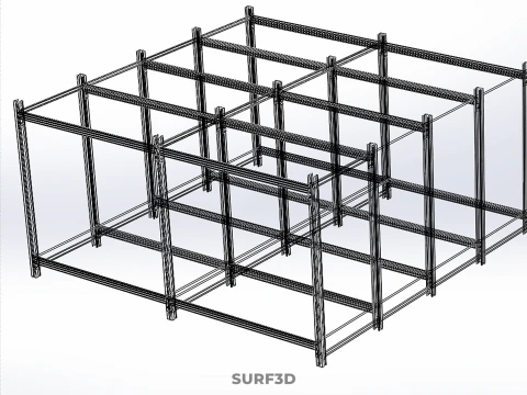 MODULAR DISPLAY FRAME WAREHOUSE SHELVING STORAGE RACK WOOD METAL 3D Model