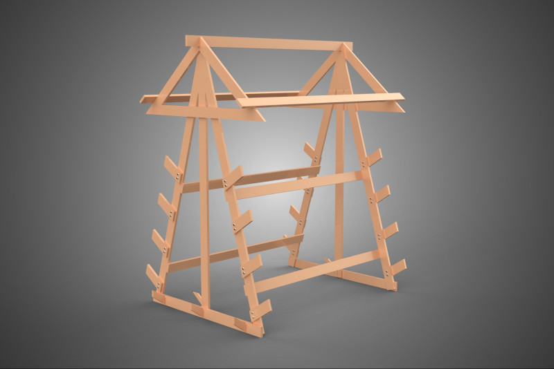 나무 목재 스탠드 프레임 디스플레이 랙 보관 팔 선반 DIY 장치 3D 모델 .c4d .max .obj .3ds .fbx .stl .blend 