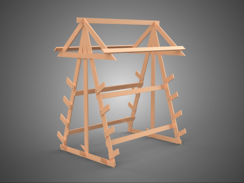 WOODEN WOOD STAND FRAME DISPLAY RACK STORAGE ARM SHELF DIY UNIT Modèle 3D