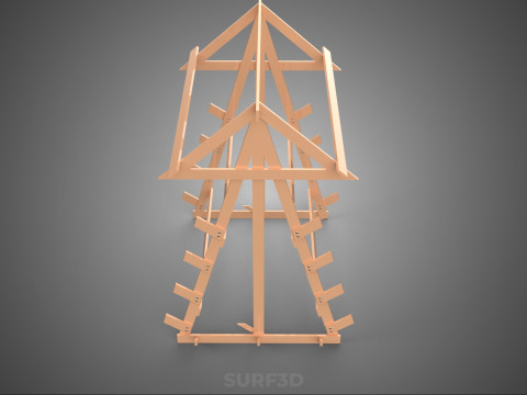 나무 목재 스탠드 프레임 디스플레이 랙 보관 팔 선반 DIY 장치 3D 모델