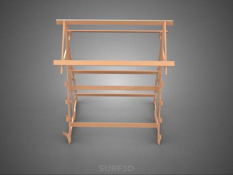 나무 목재 스탠드 프레임 디스플레이 랙 보관 팔 선반 DIY 장치 3D 모델