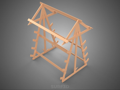 나무 목재 스탠드 프레임 디스플레이 랙 보관 팔 선반 DIY 장치 3D 모델